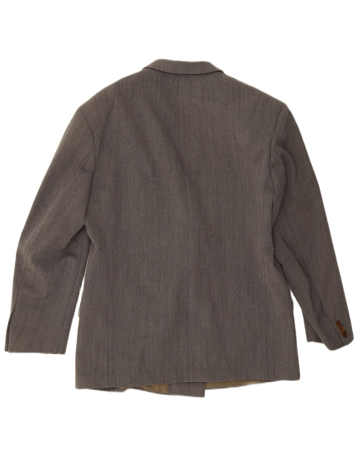 Jaqueta blazer masculina vintage com peito duplo IT 50 grande lã cinza