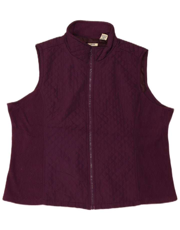 Colete acolchoado feminino Izod UK 20 2XL poliéster marrom