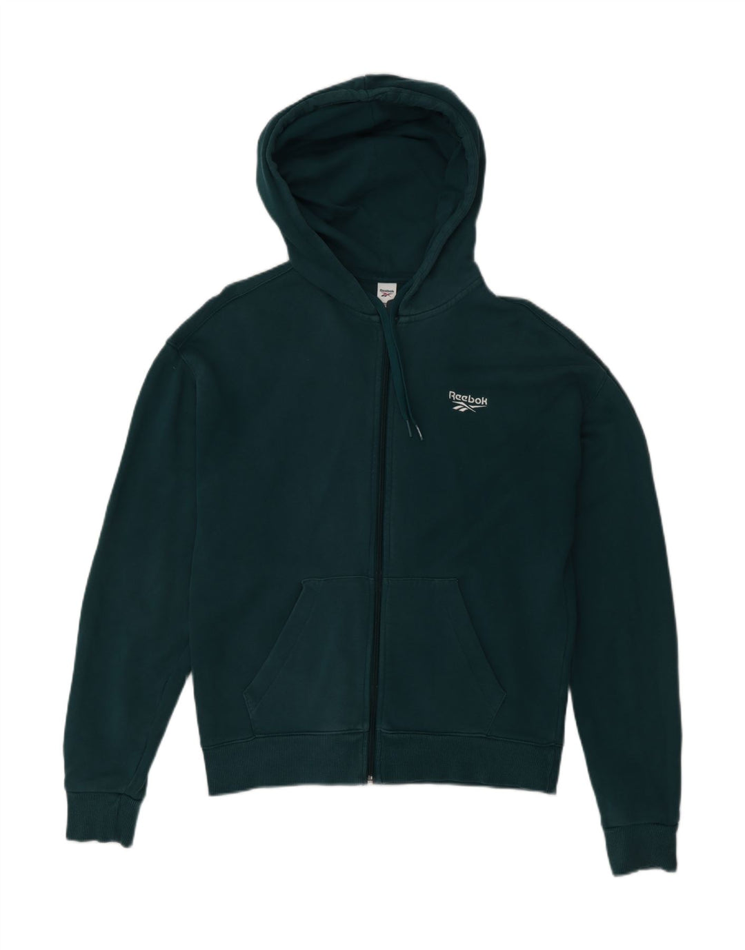 Suéter masculino com capuz e zíper REEBOK pequeno algodão verde