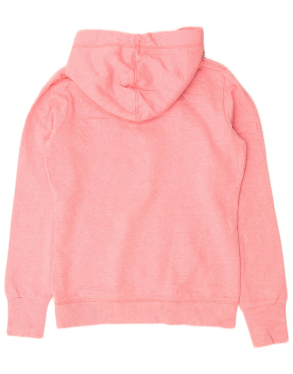 Superdry feminino gráfico moletom com capuz UK 10 pequeno algodão rosa