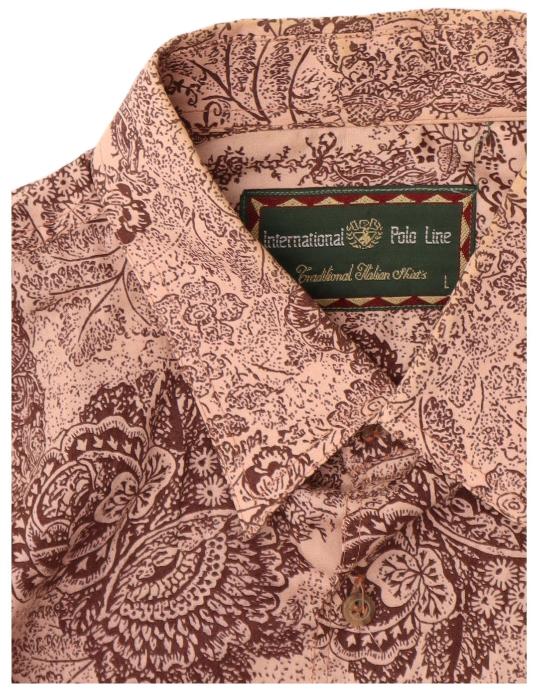 Camisa masculina INTERNATIONAL grande algodão paisley marrom