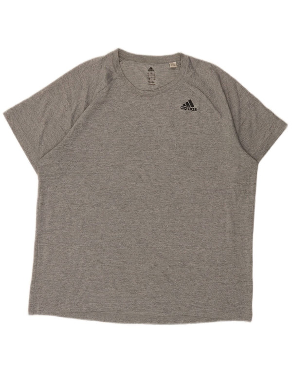 ADIDAS Mens Climalite T-Shirt Top Grande Cinza Salpicado