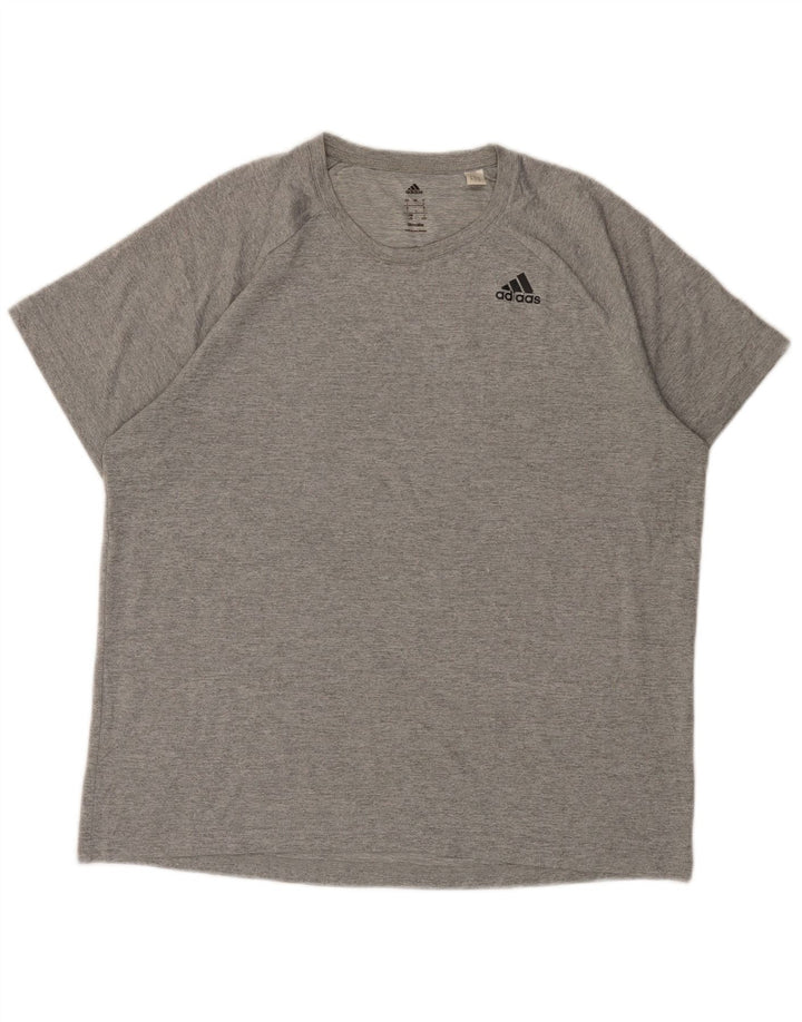 ADIDAS Mens Climalite T-Shirt Top Grande Cinza Salpicado
