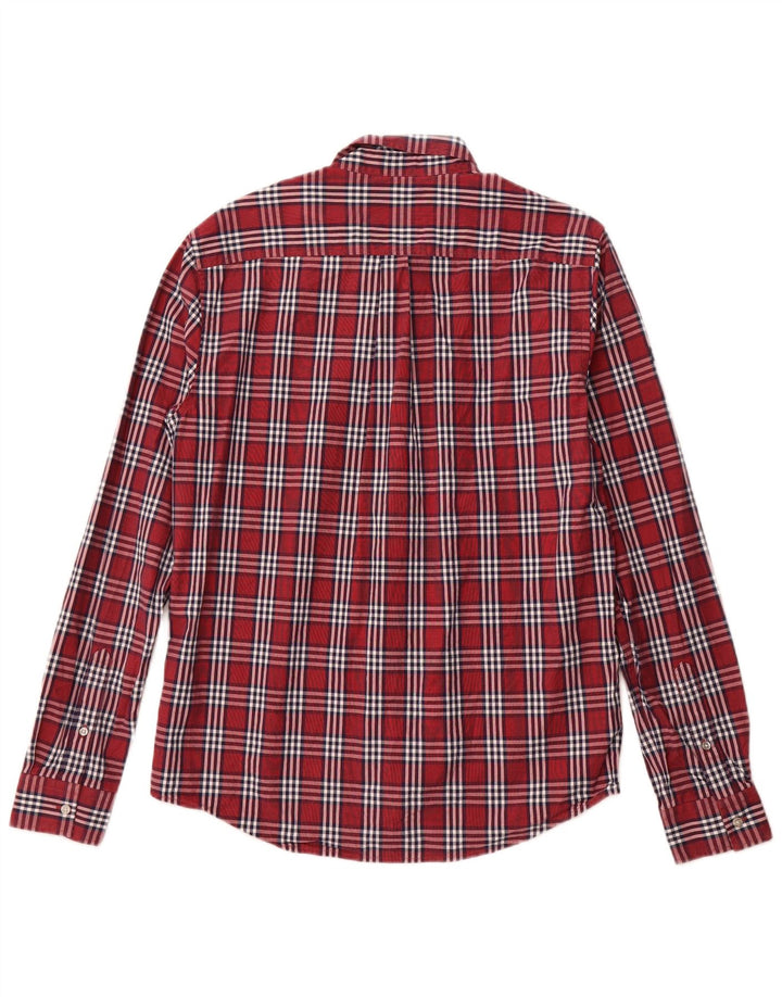 Camisa masculina SUPERDRY regular fit grande algodão xadrez borgonha