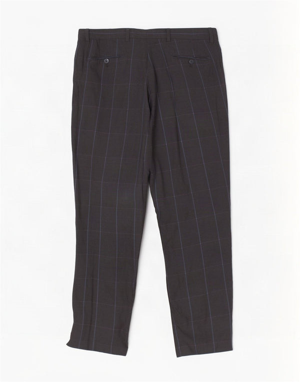 Calça de terno feminino Emanuel Ungaro W32 L28 risca de giz azul marinho