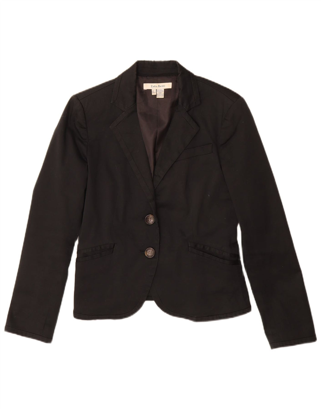 Jaqueta blazer feminina Zara com 2 botões Reino Unido 14 grande algodão preto