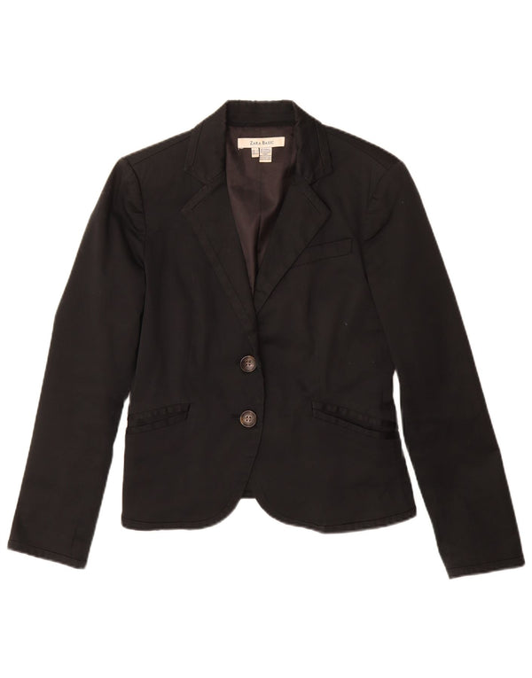 Jaqueta blazer feminina Zara com 2 botões Reino Unido 14 grande algodão preto