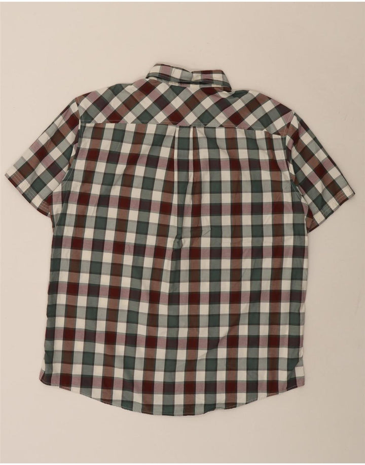 EDDIE BAUER Camisa masculina de manga curta grande algodão xadrez multicolorido