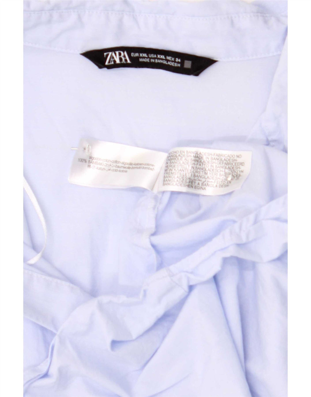 Camisa feminina Zara UK 20 2XL algodão azul