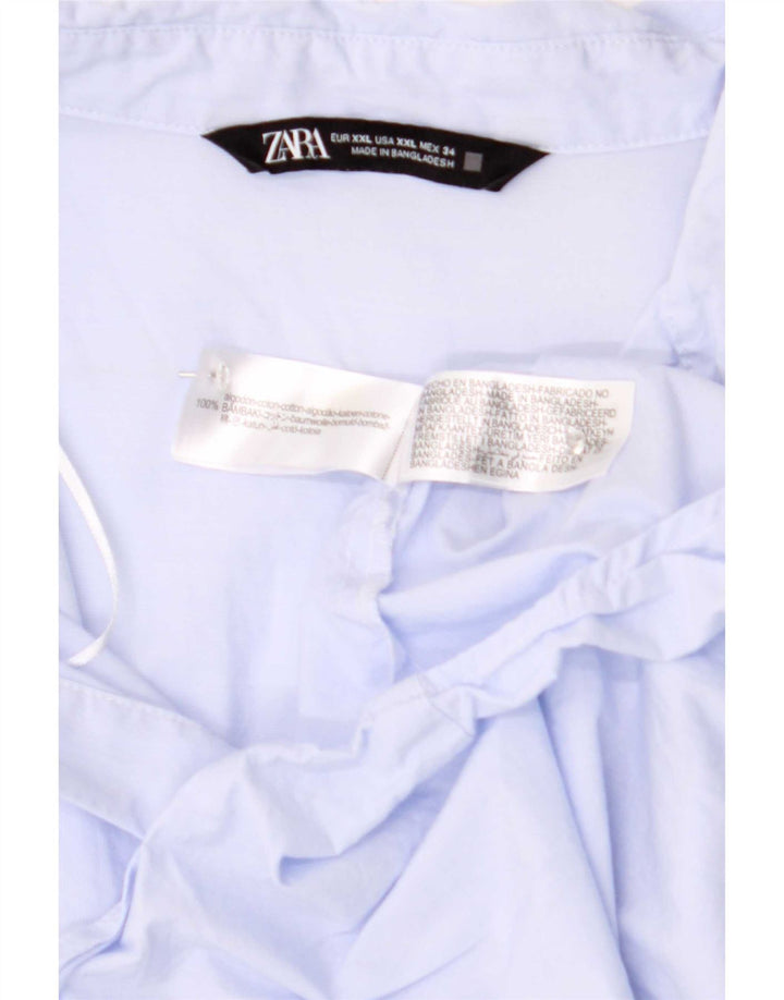 Camisa feminina Zara UK 20 2XL algodão azul