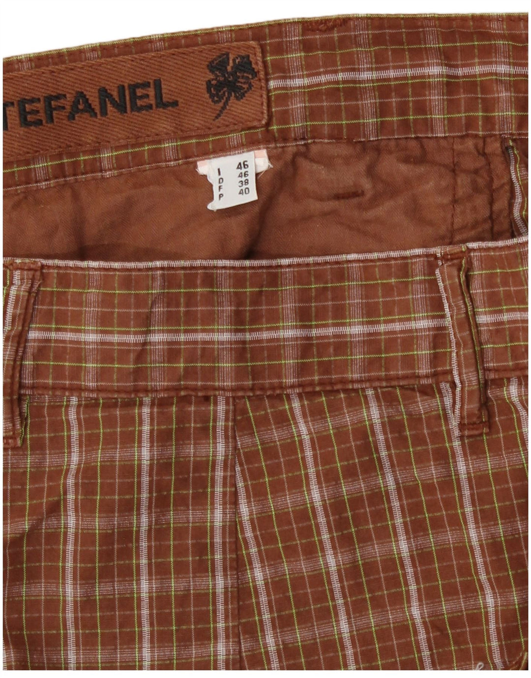 Shorts cargo masculino Stefanel IT 46 pequeno W30 marrom xadrez