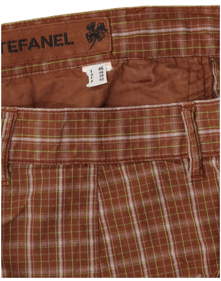 Shorts cargo masculino Stefanel IT 46 pequeno W30 marrom xadrez