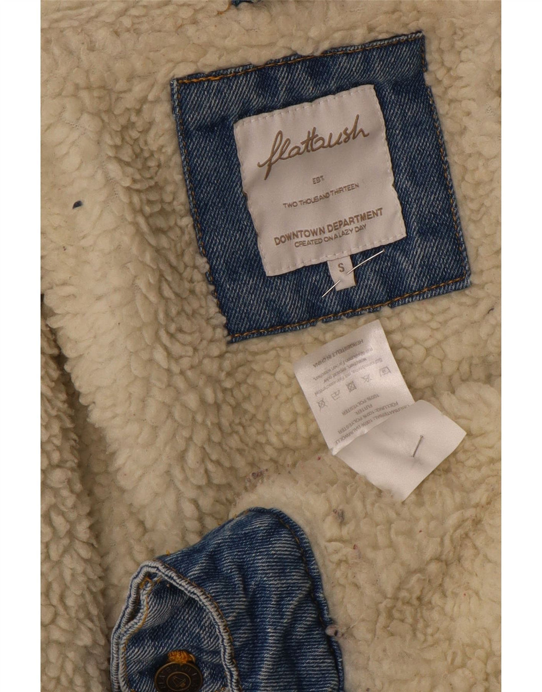 Jaqueta jeans Sherpa de grandes dimensões para mulheres Flatbush Poliéster azul pequeno Reino Unido 10