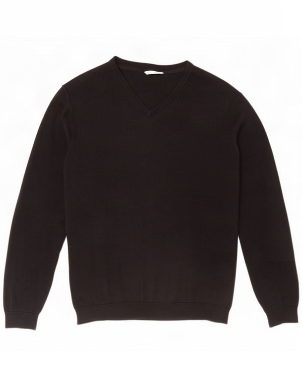 Suéter Marks & Spencer Boys com decote em V 15-16 anos XL algodão preto