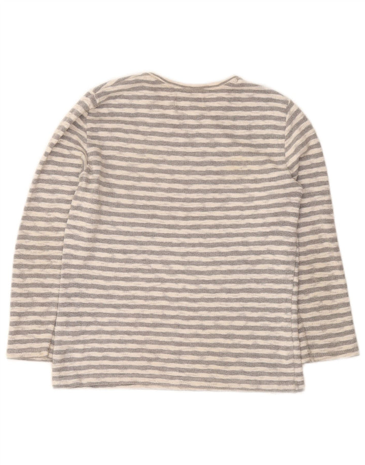 Zara Boys Graphic Top manga comprida 9-10 anos algodão listrado cinza