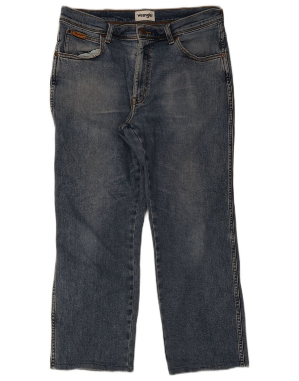 WRANGLER Masculino Texas Cropped Straight Jeans W34 L25 Azul Algodão