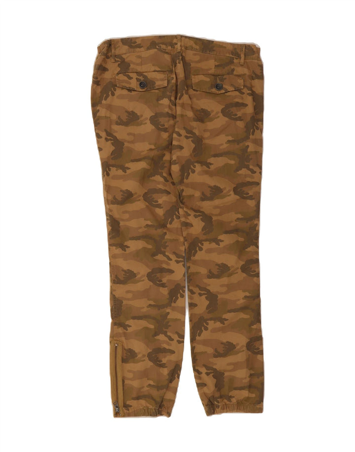 BENETTON Womens Slim Cropped Trousers W34 L27 Beige Camouflage Vintage Benetton and Second-Hand Benetton from Messina Hembry 