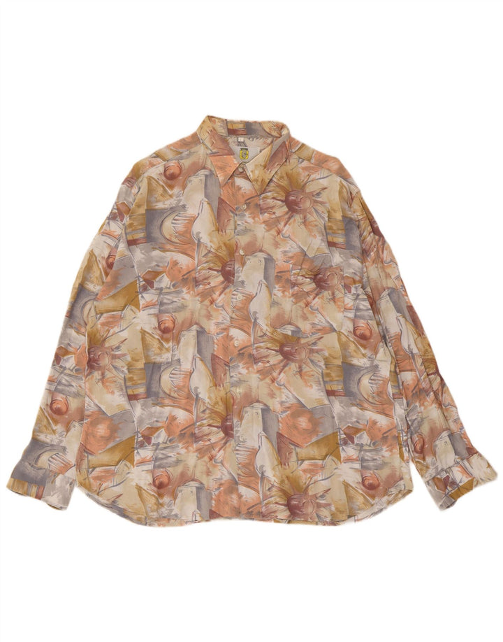 Camisa masculina VINTAGE com estampa abstrata grande multicolorida