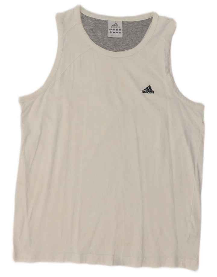 Adidas Mens Colete Top Médio Algodão Branco