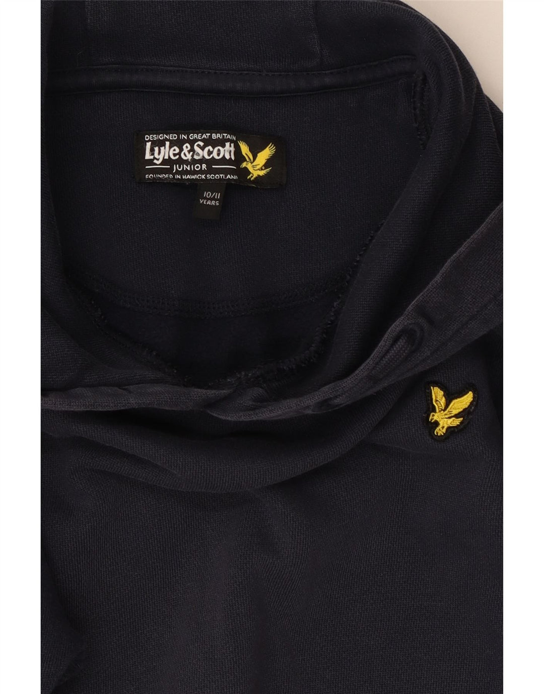 LYLE & SCOTT Boys Hoodie Jumper 10-11 Years Navy Blue Cotton Vintage Lyle & Scott and Second-Hand Lyle & Scott from Messina Hembry 