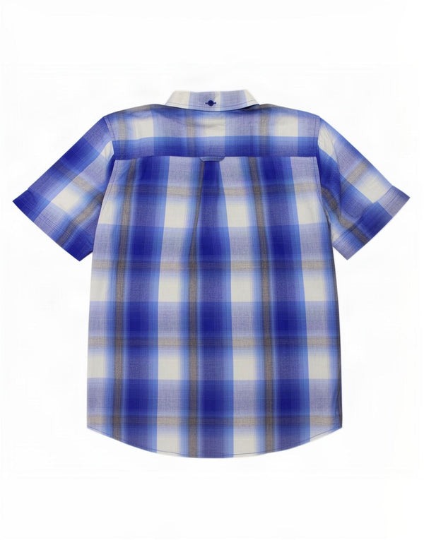 Ben Sherman Camisa masculina de manga curta 10-11 anos algodão xadrez azul