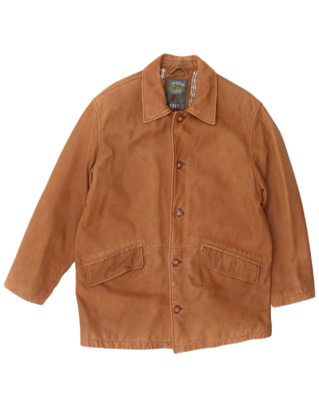 Jaqueta de couro masculina vintage IT 48 couro marrom médio