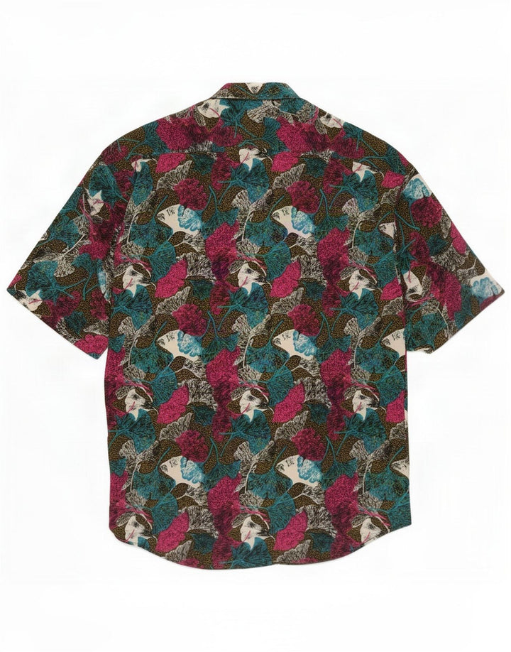 Ciaps Camisa masculina de manga curta pequena floral multicolorida