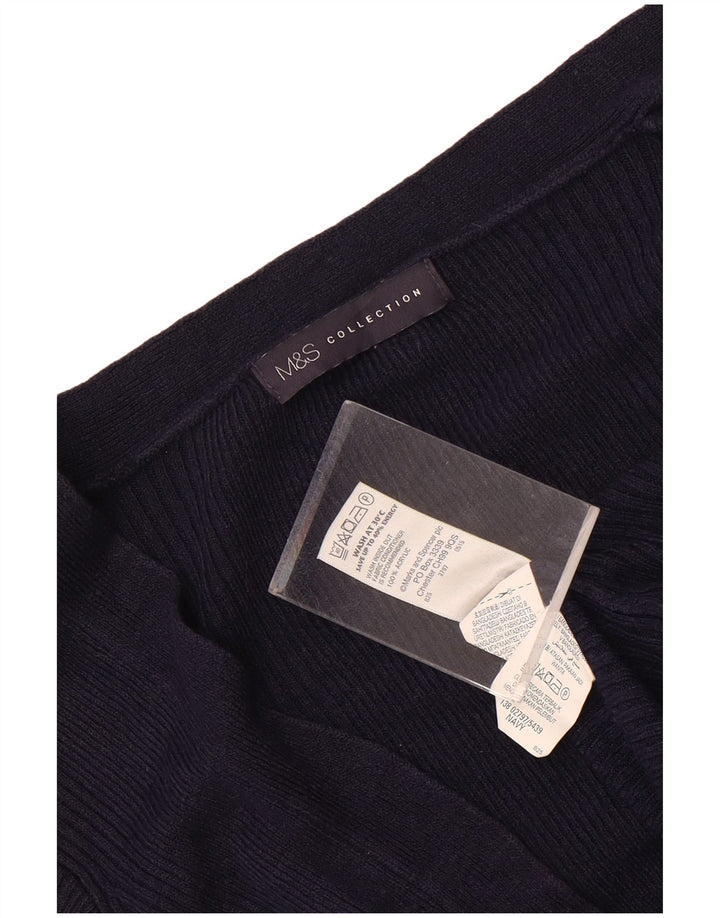 Suéter cardigã feminino Longline da Marks & Spencer Reino Unido 14 médio azul marinho