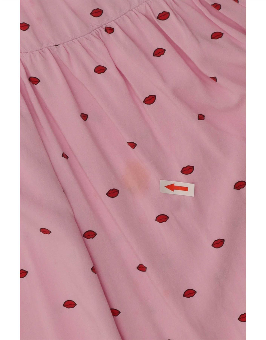Vestido feminino Benetton com estampa abstrata de manga comprida evasê Reino Unido 10 pequeno rosa
