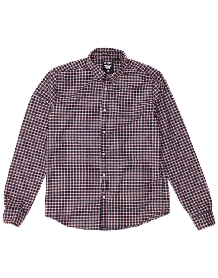 Camisa masculina Superdry Classic Fit flanela grande poliéster xadrez azul marinho