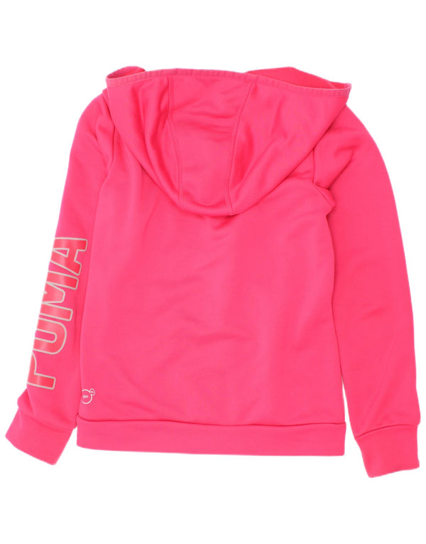 Suéter feminino Puma com capuz e zíper gráfico 7-8 anos rosa poliéster