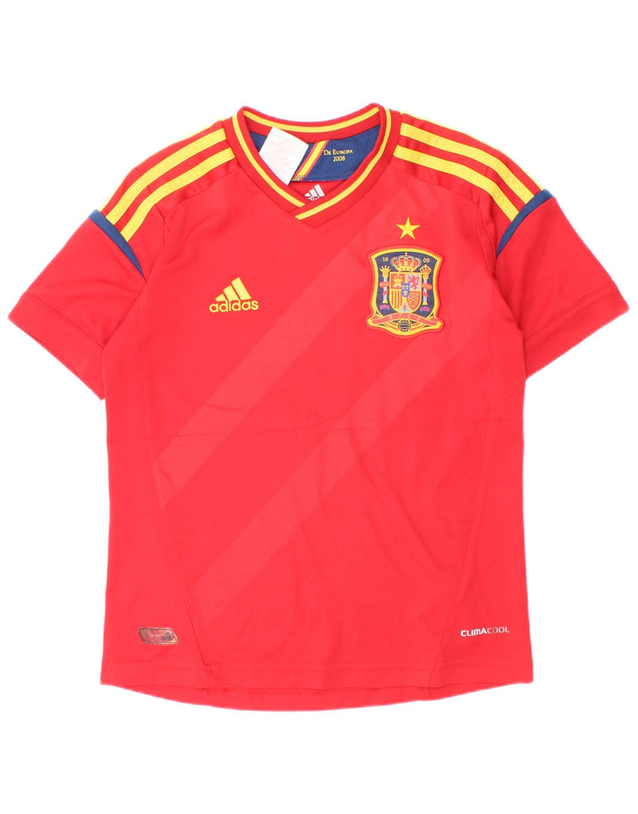 Adidas Meninos Climacool Camiseta Top 7-8 Anos Listrado Vermelho Poliéster