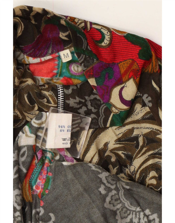 Sobretudo feminino vintage grande Reino Unido 14 algodão paisley multicolorido médio