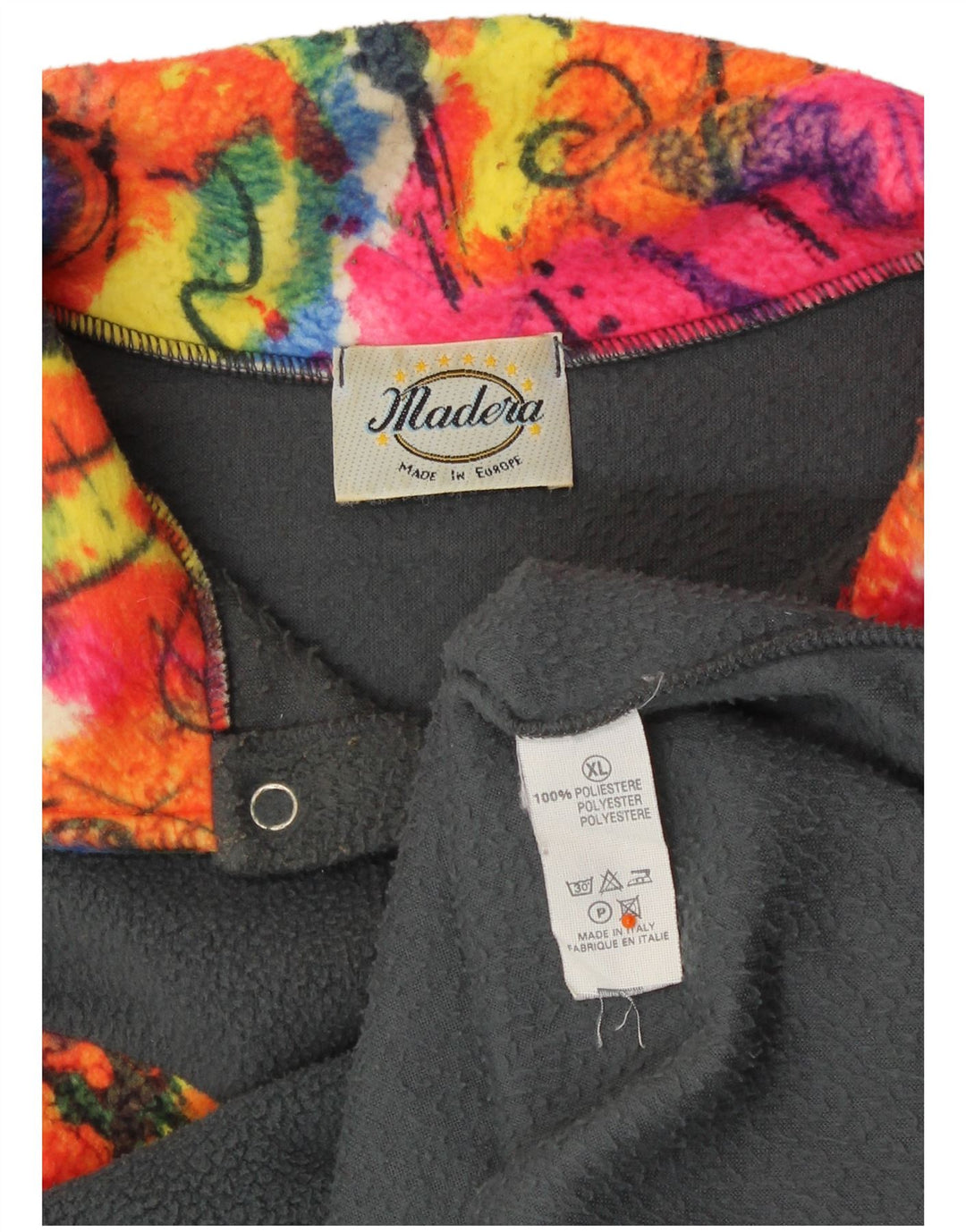 Jumper de lã masculino VINTAGE com decote em botão XL cinza Colourblock poliéster