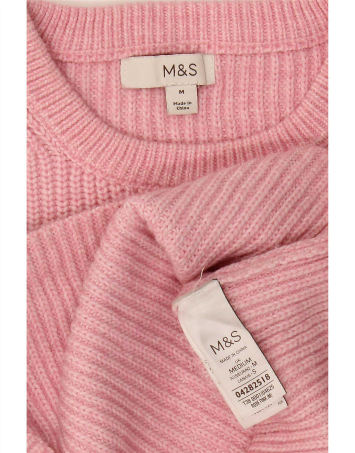 Suéter feminino Marks & Spencer com gola canoa Reino Unido 14 poliéster rosa médio