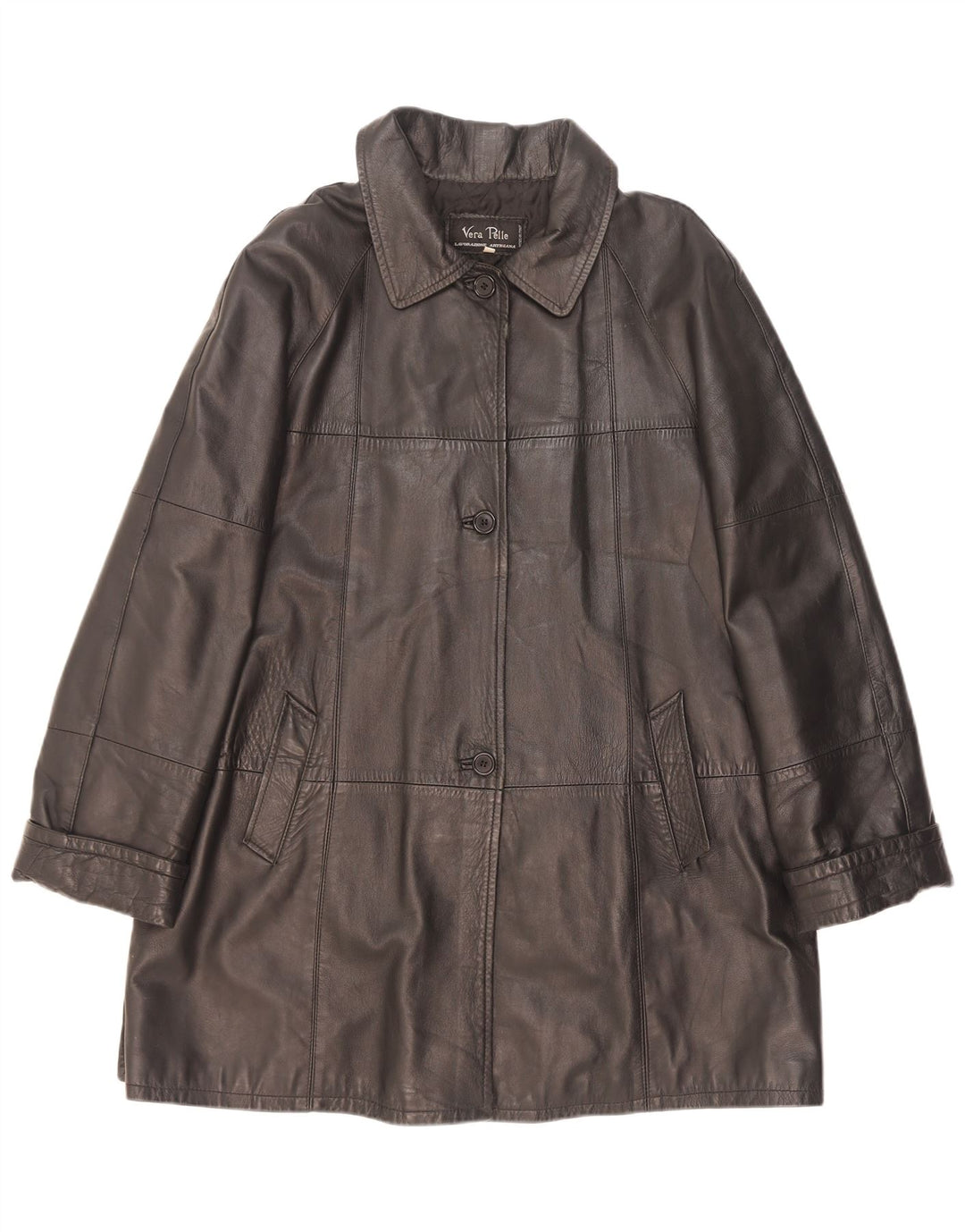 Casaco de couro feminino vintage IT 48 XL couro preto