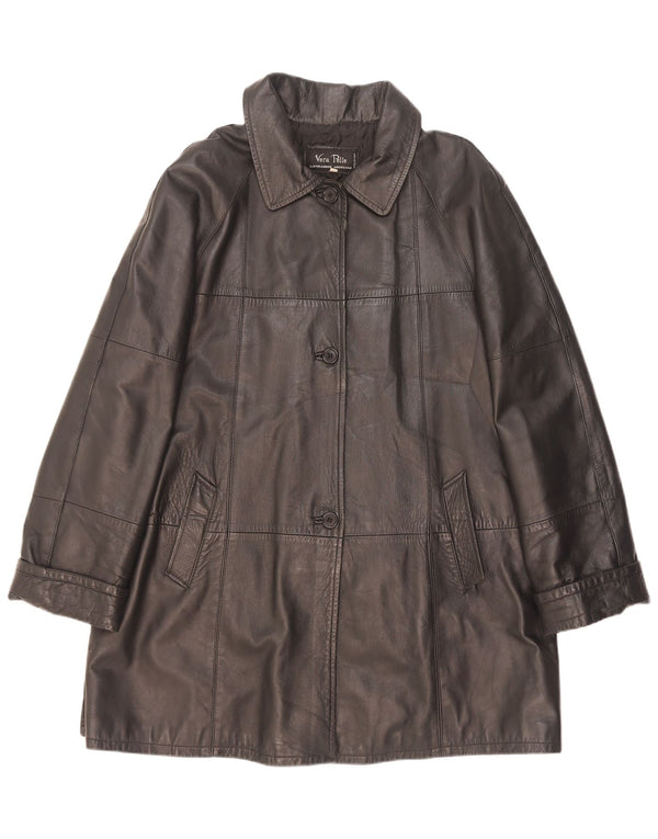 Casaco de couro feminino vintage IT 48 XL couro preto