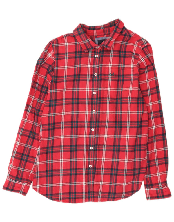 Camisa feminina de flanela com ajuste relaxado da Crew Clothing Reino Unido 12 xadrez vermelho médio