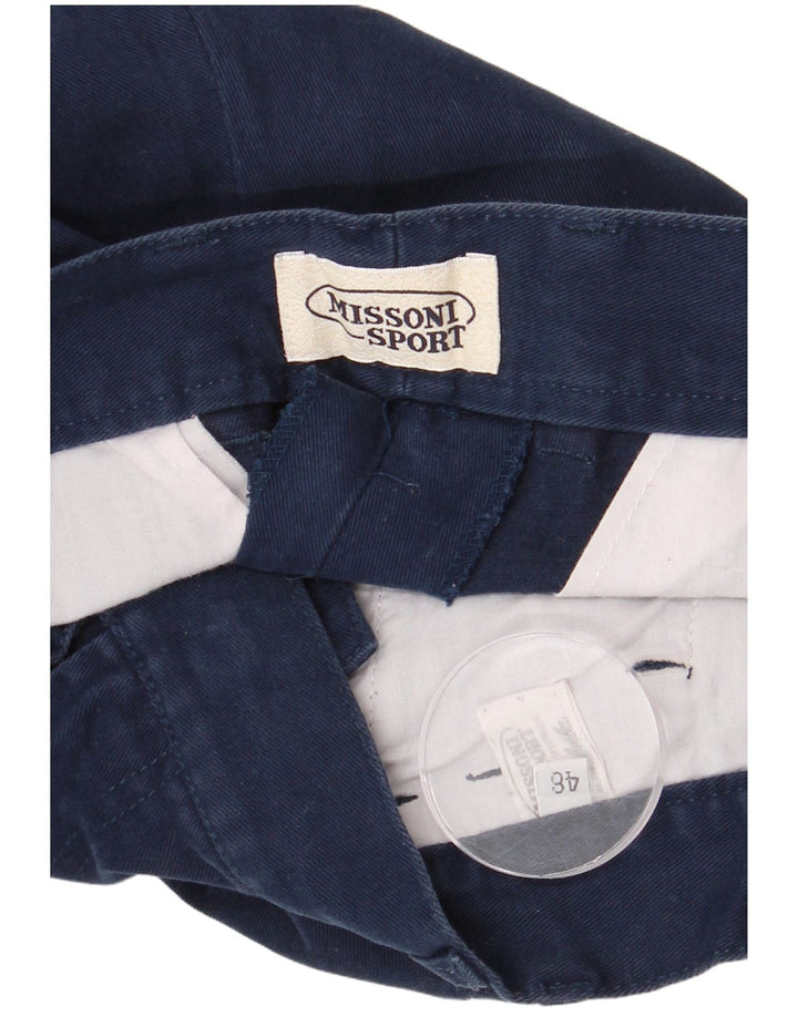 Calça masculina MISSONI Pegged Suit IT 48 Médio W30 L30 Algodão Azul Marinho