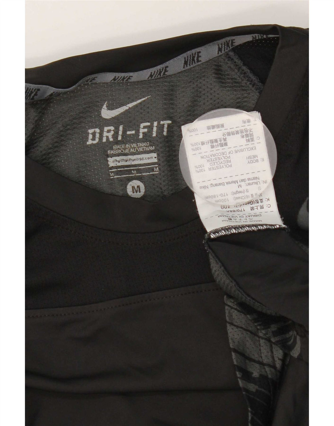 Nike Mens Dri Fit Camiseta Top Médio Preto Geométrico Poliéster