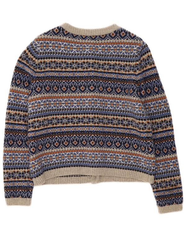 Suéter feminino de cardigã Seasalt Cornwall Reino Unido 14 grande multicolorido