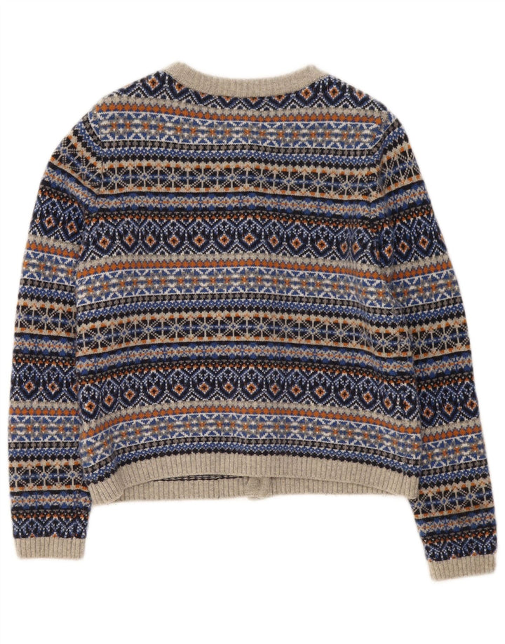 Suéter feminino de cardigã Seasalt Cornwall Reino Unido 14 grande multicolorido