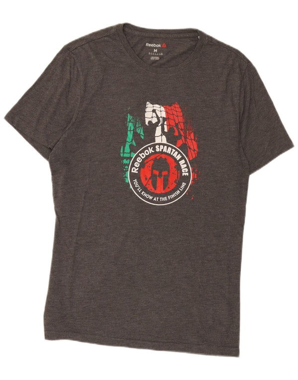 Reebok Mens Graphic T-Shirt Top Cinza Médio Poliéster