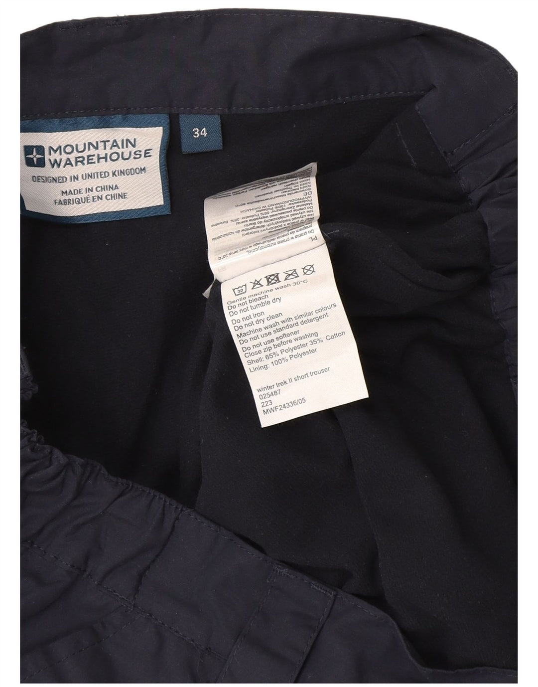 Calça corta-vento masculina Mountain Warehouse Cargo W34 L30 azul marinho