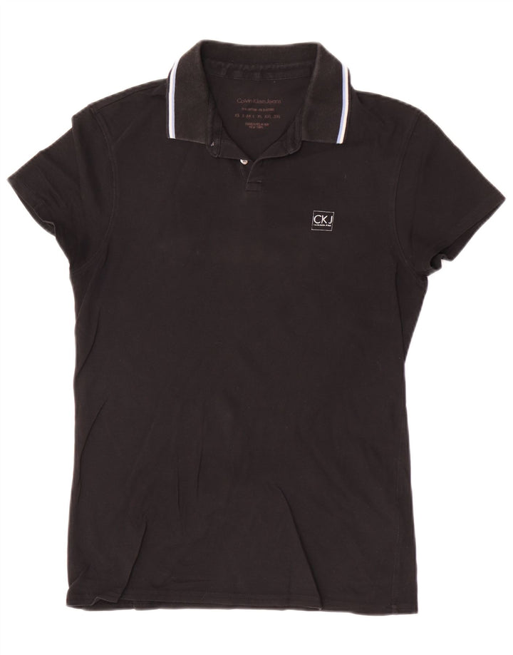 Camisa polo masculina Calvin Klein Jeans de algodão preto médio