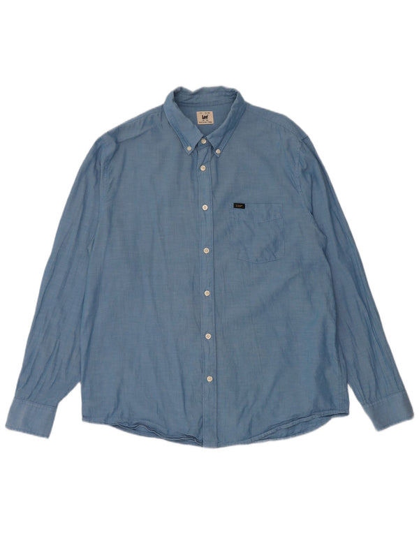 Camisa masculina Lee XL azul algodão