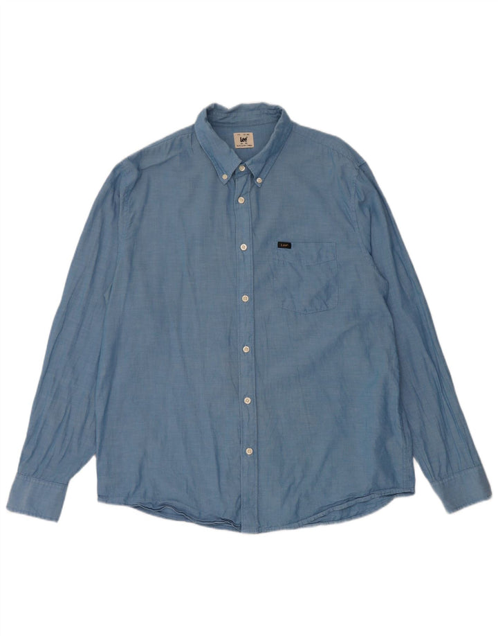 Camisa masculina Lee XL azul algodão