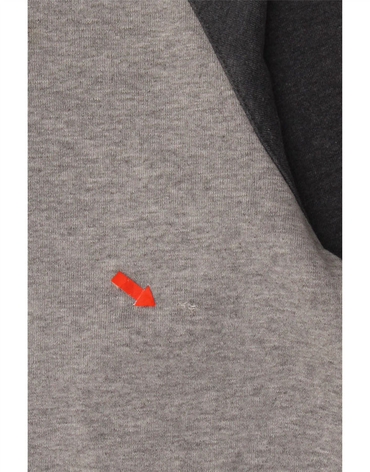 Suéter masculino Adidas com capuz e zíper cinza médio algodão manchado
