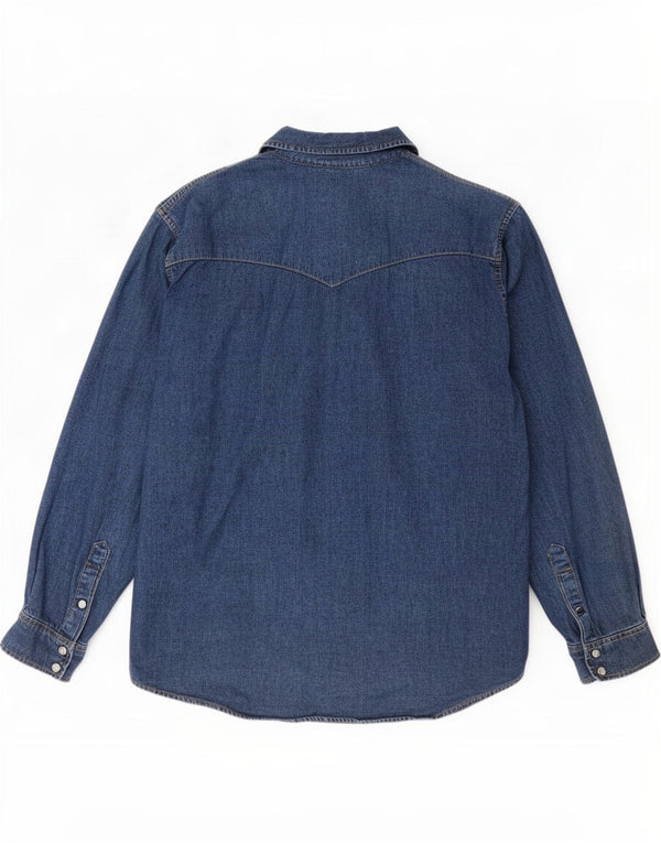 Lee Camisa jeans masculina ocidental pequeno algodão azul