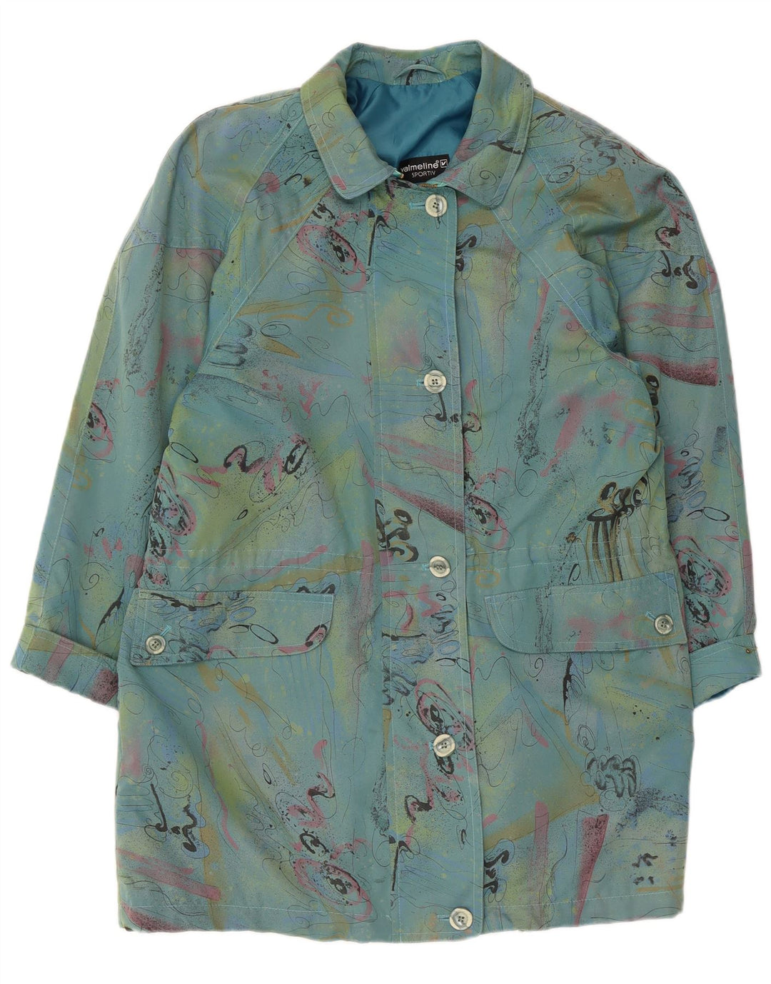 Sobretudo feminino oversized VALMELINE EU 36 bloco colorido azul pequeno